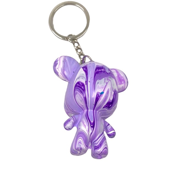 Painting Fluid Purple Art Bear Keychain - Picture 2 of 4